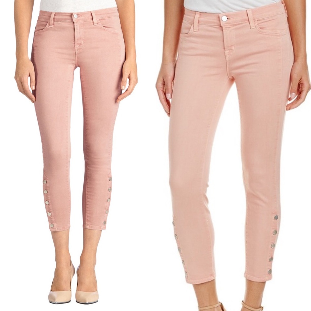 J BRAND Suvi Distressed Pink Cropped Pants Size 27